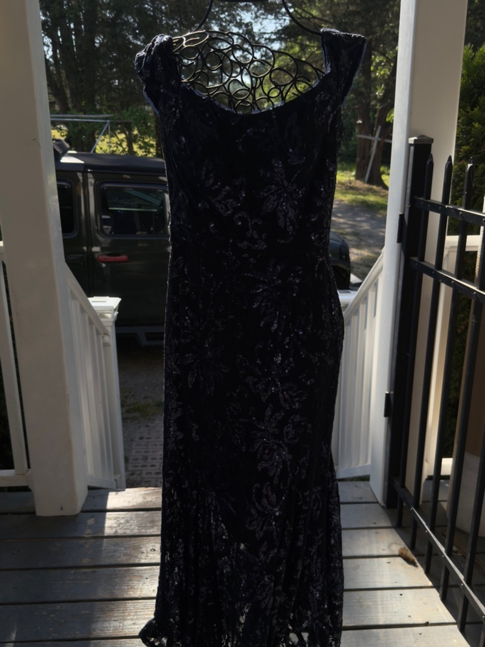 Xscape Navy Blue Sequin Maxi Dress